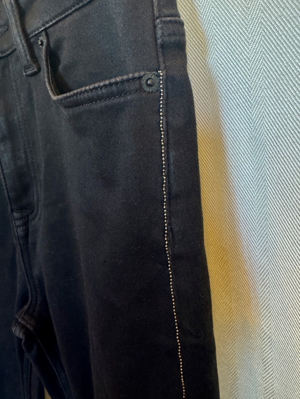 Ted Baker Anetaa Black Sateen Finish Slim Jeans with Split Hem - Picture 5 of 9